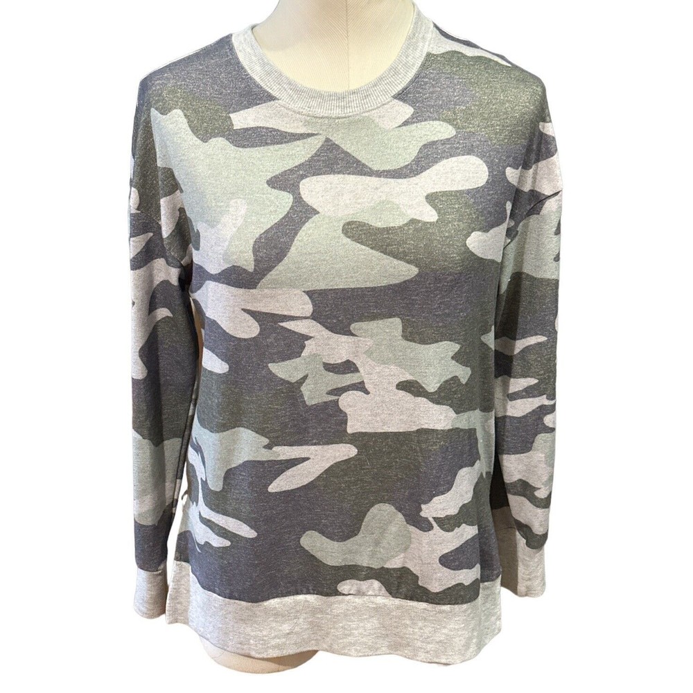 Ecowish Green/Gray Camo Pullover Sweatshirt Long-Sleeve, Size S